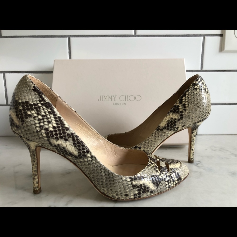 Jimmy Choo Snake Print Leather Pump